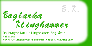 boglarka klinghammer business card